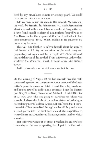 knife - meditations after an attempted murder