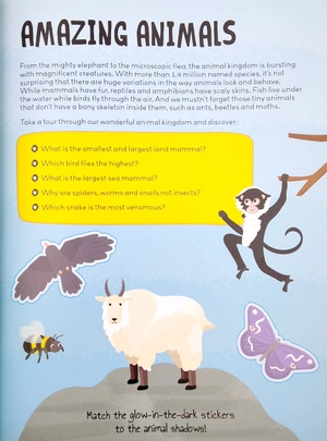 know and glow: animals sticker activities