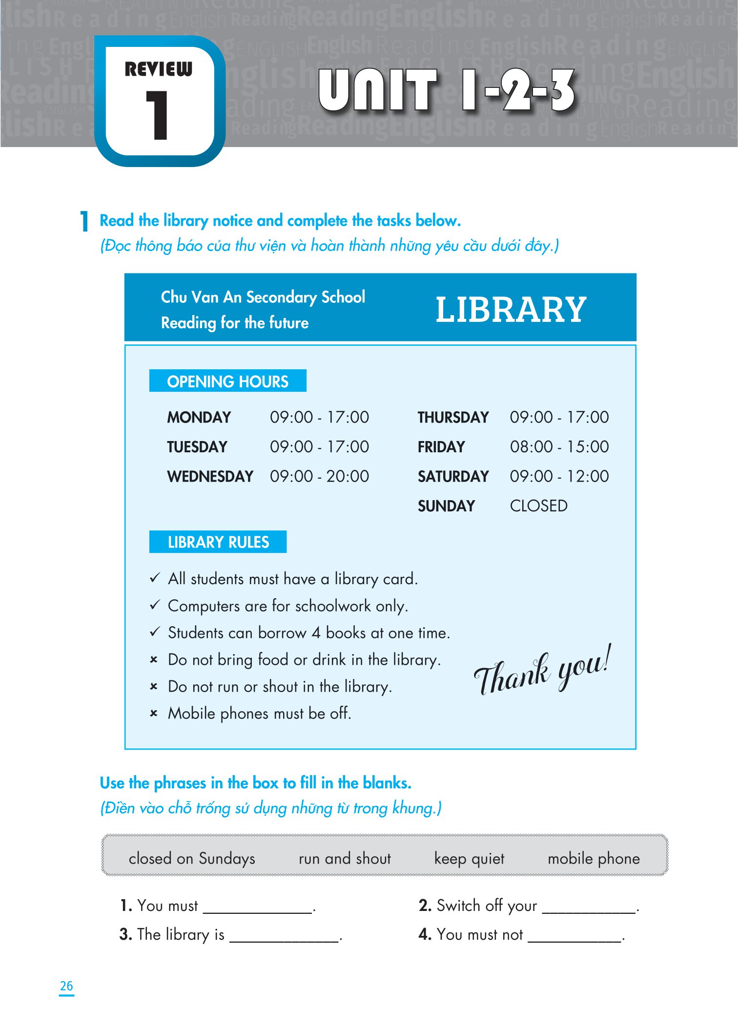 kỹ năng đọc hiểu tiếng anh lớp 6