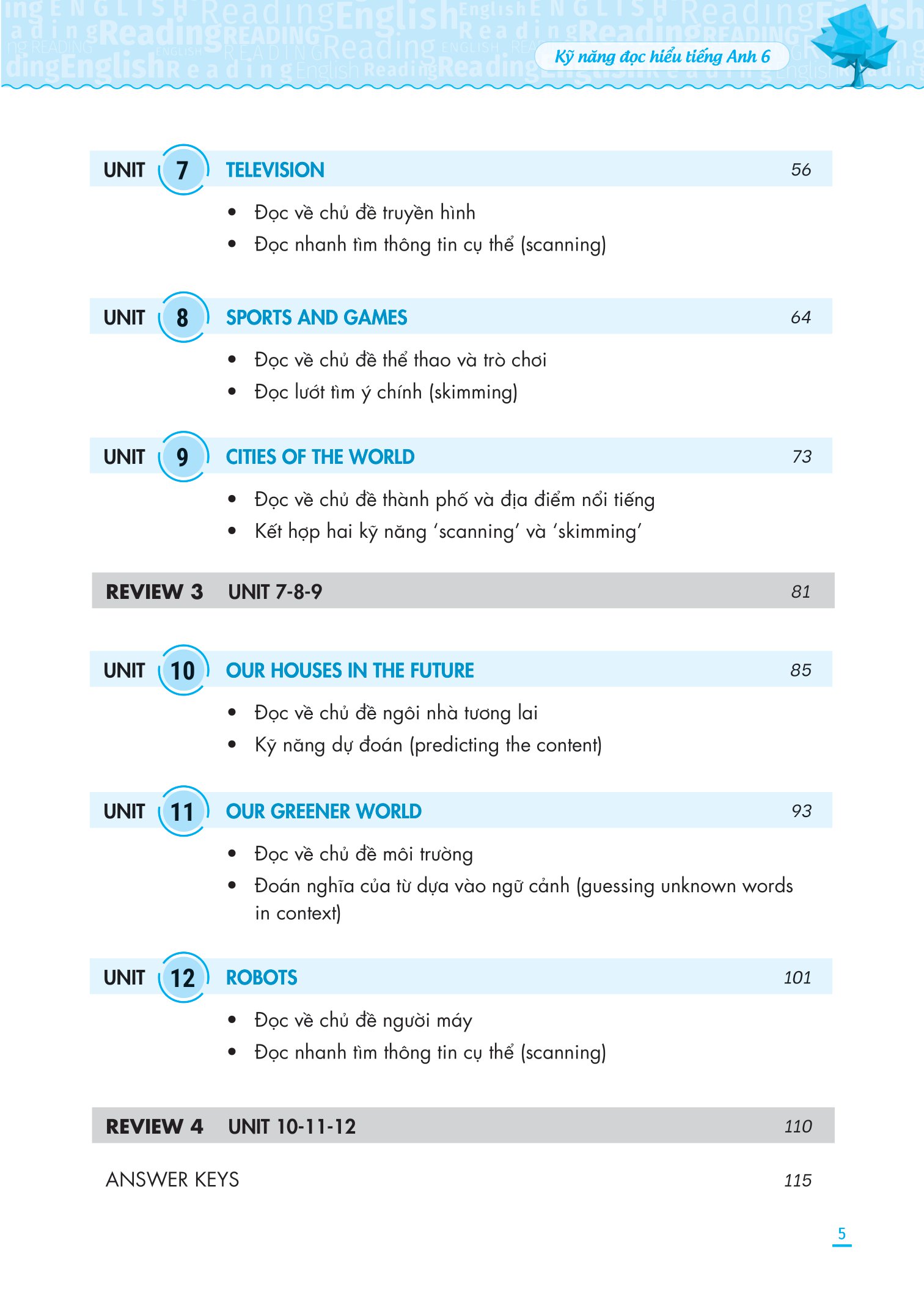 kỹ năng đọc hiểu tiếng anh lớp 6