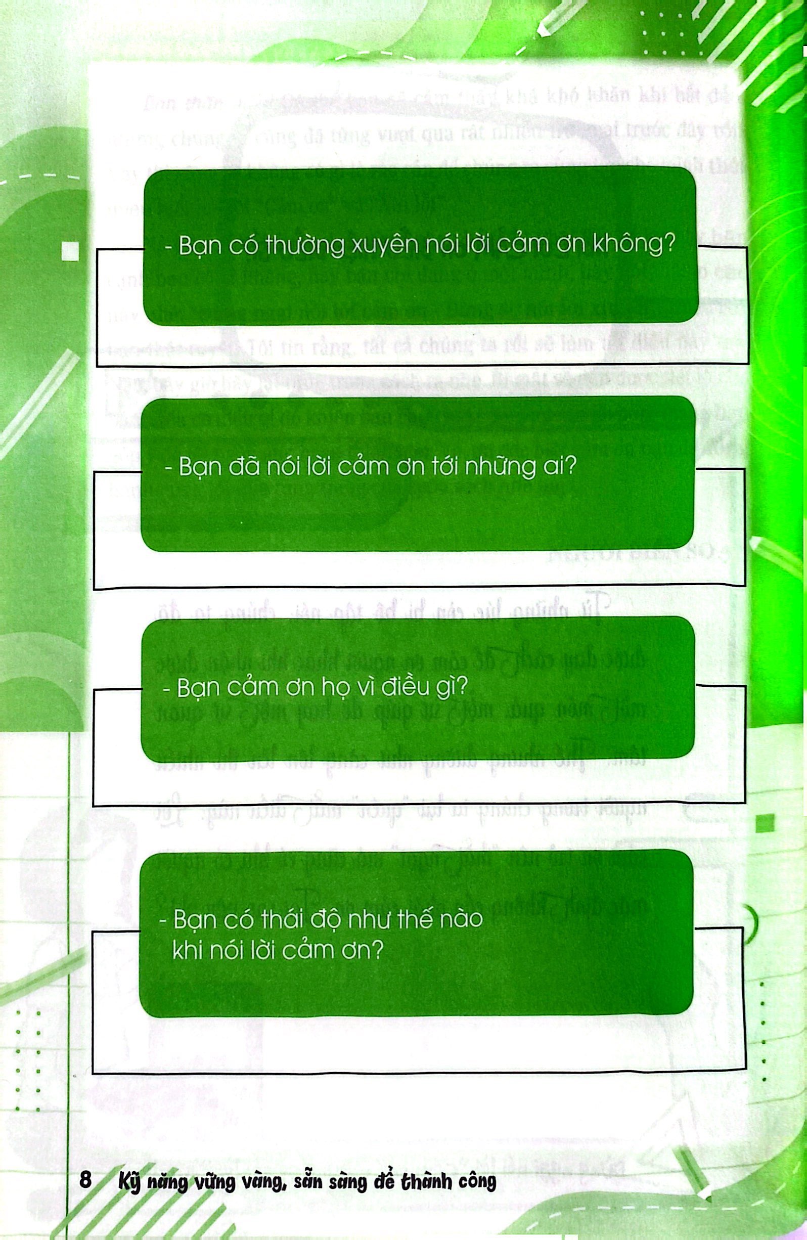 kỹ năng vững vàng sẵn sàng để thành công - đừng ngại nói lời "cảm ơn" - đừng sợ nói lời "xin lỗi" (kỹ năng nhận thức và thể hiện lòng biết ơn, hối lỗi - dùng cho lứa tuổi học sinh phổ thông)