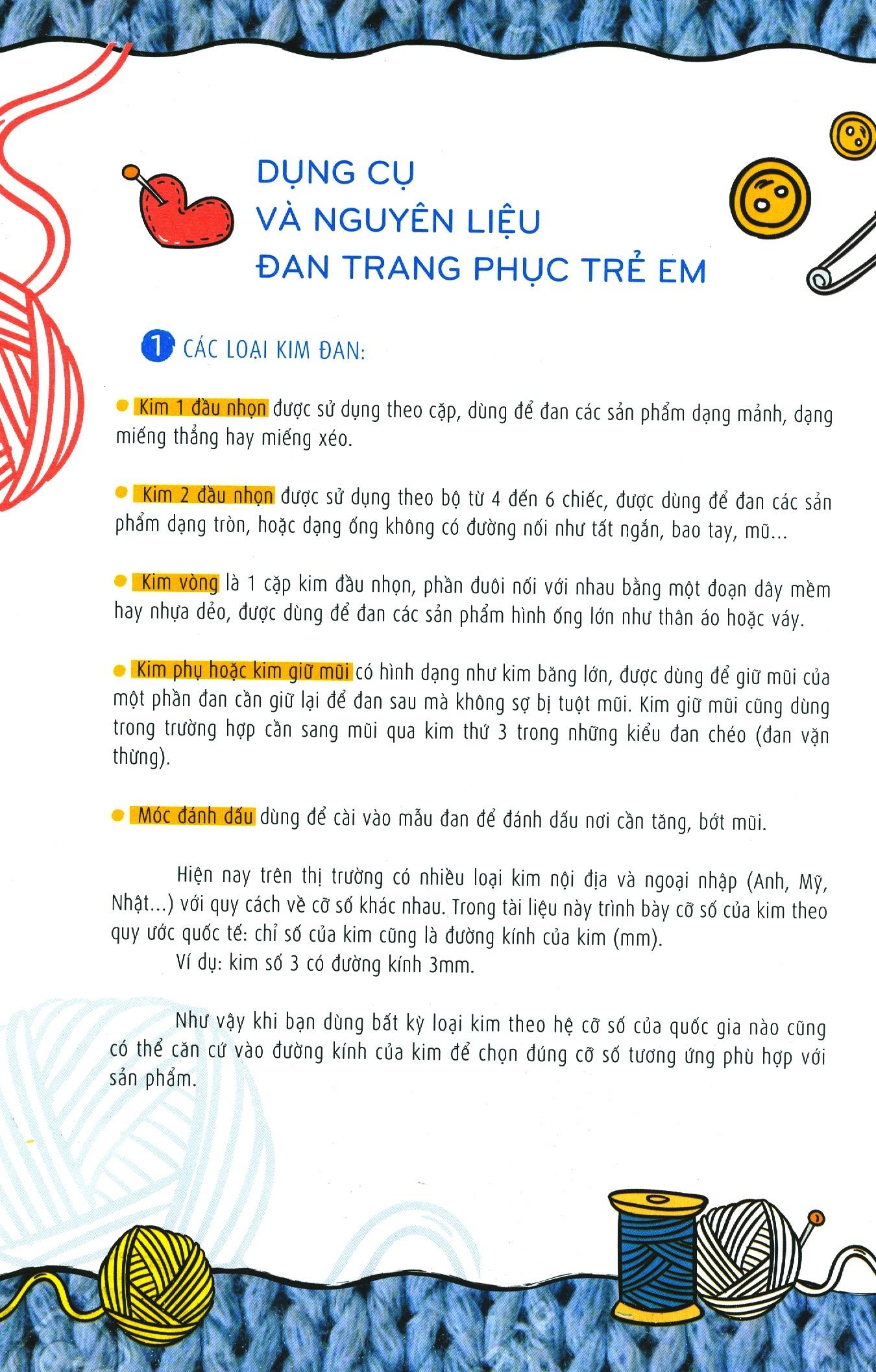 kỹ thuật đan len sợi - trang phục trẻ em