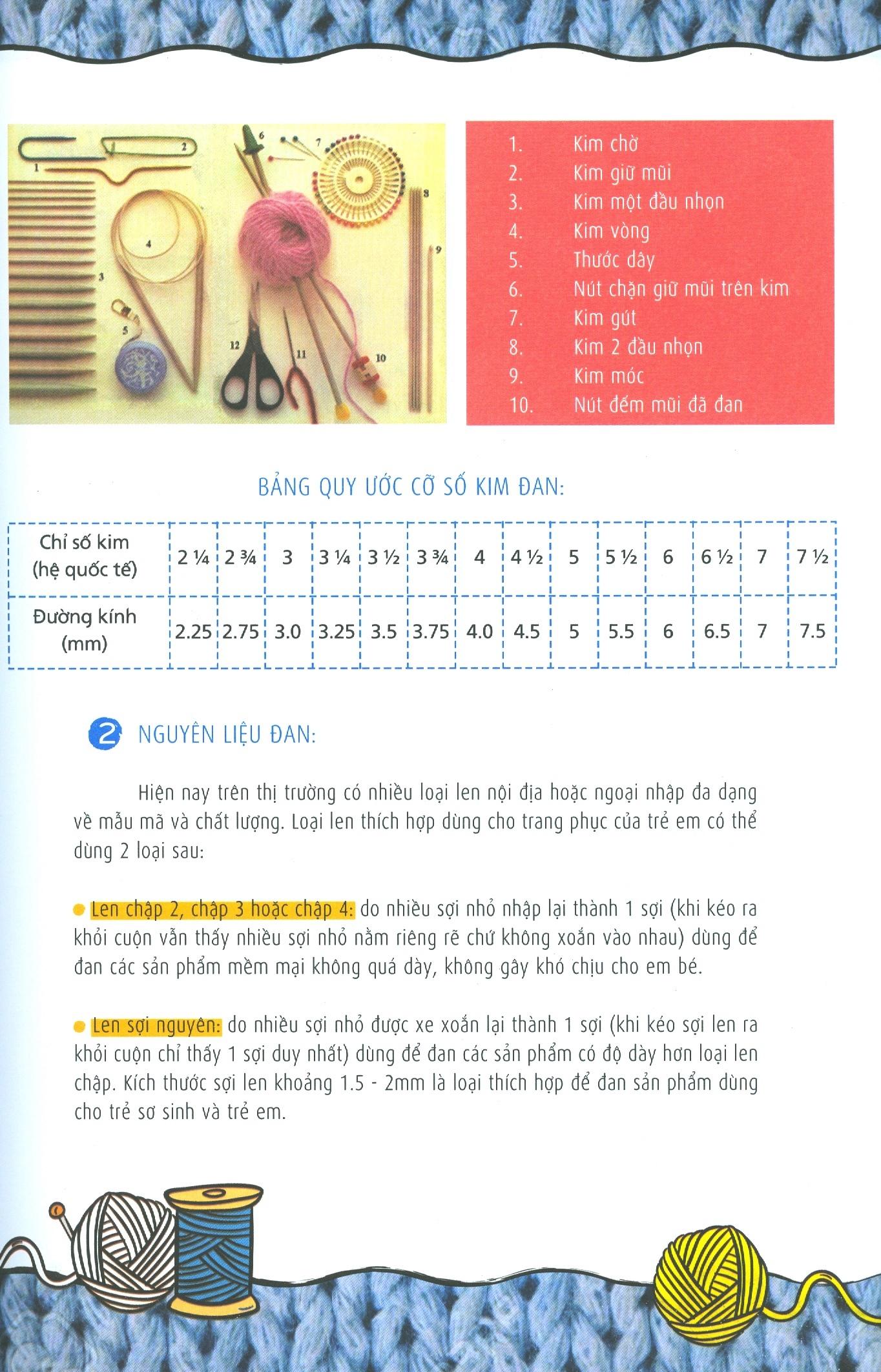 kỹ thuật đan len sợi - trang phục trẻ em