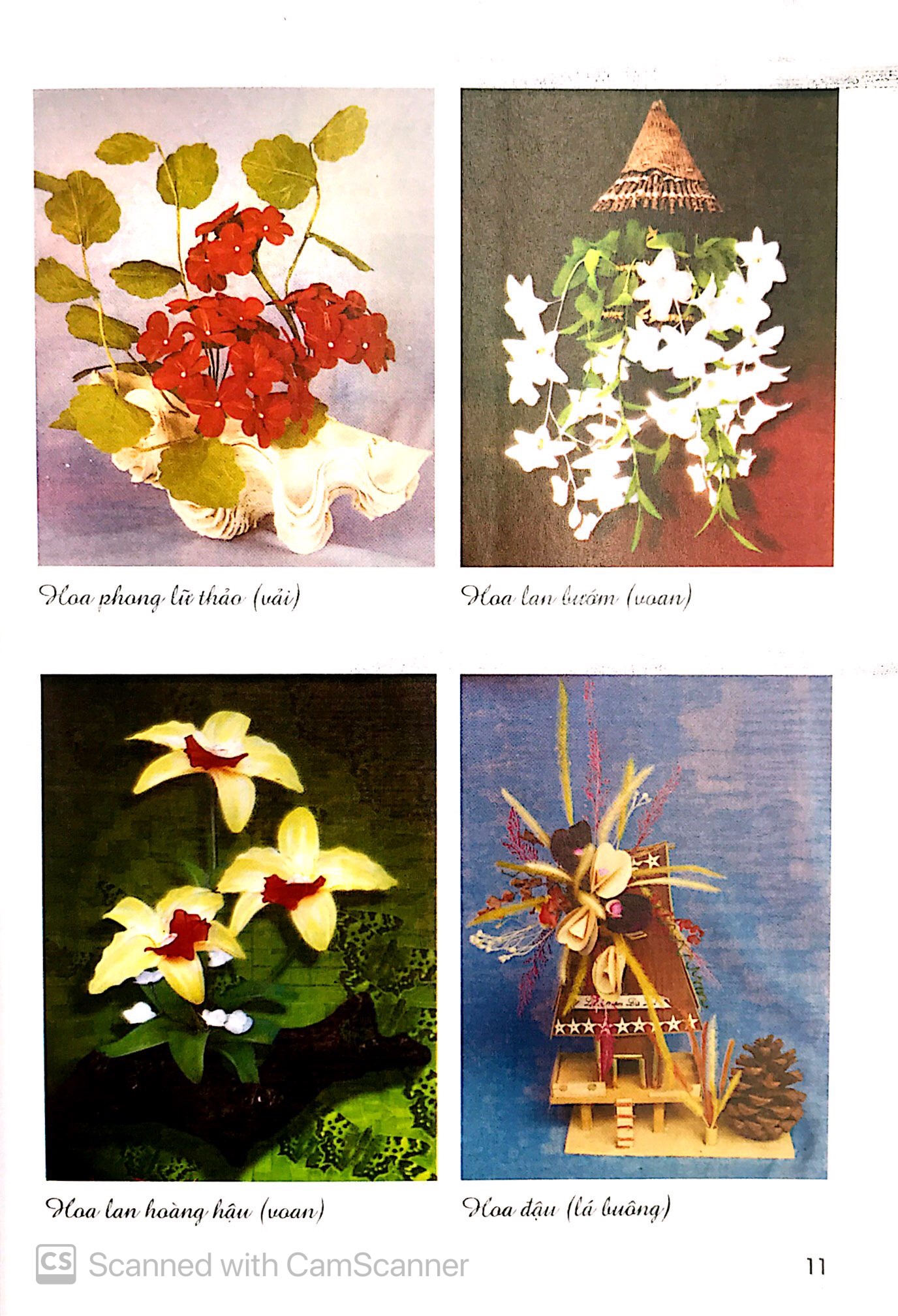 kỹ thuật làm hoa giấy, hoa vải, hoa voan và hoa lá buông