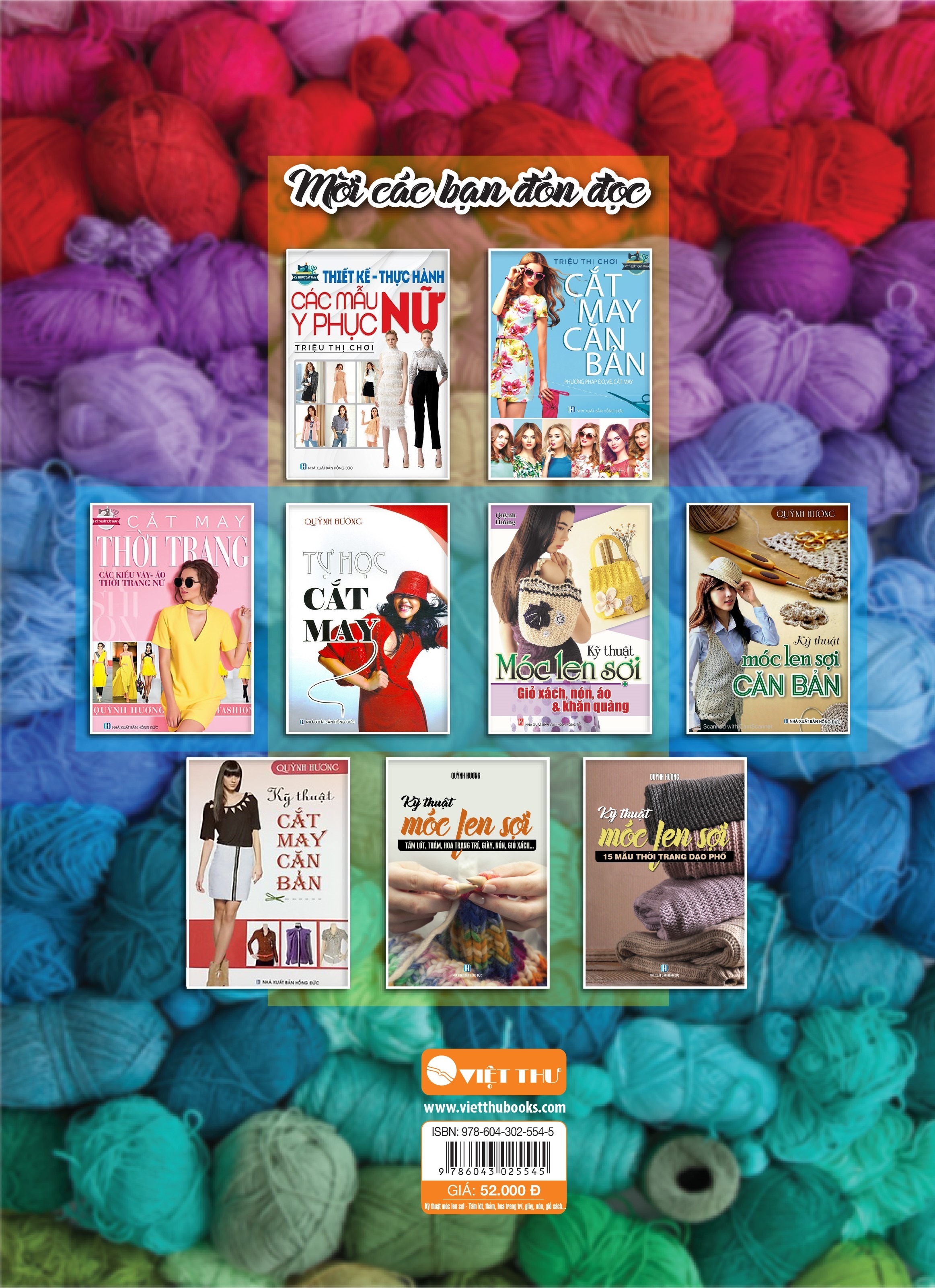 kỹ thuật móc len sợi - tấm lót, thảm, hoa trang trí, giày, nón, giỏ sách...