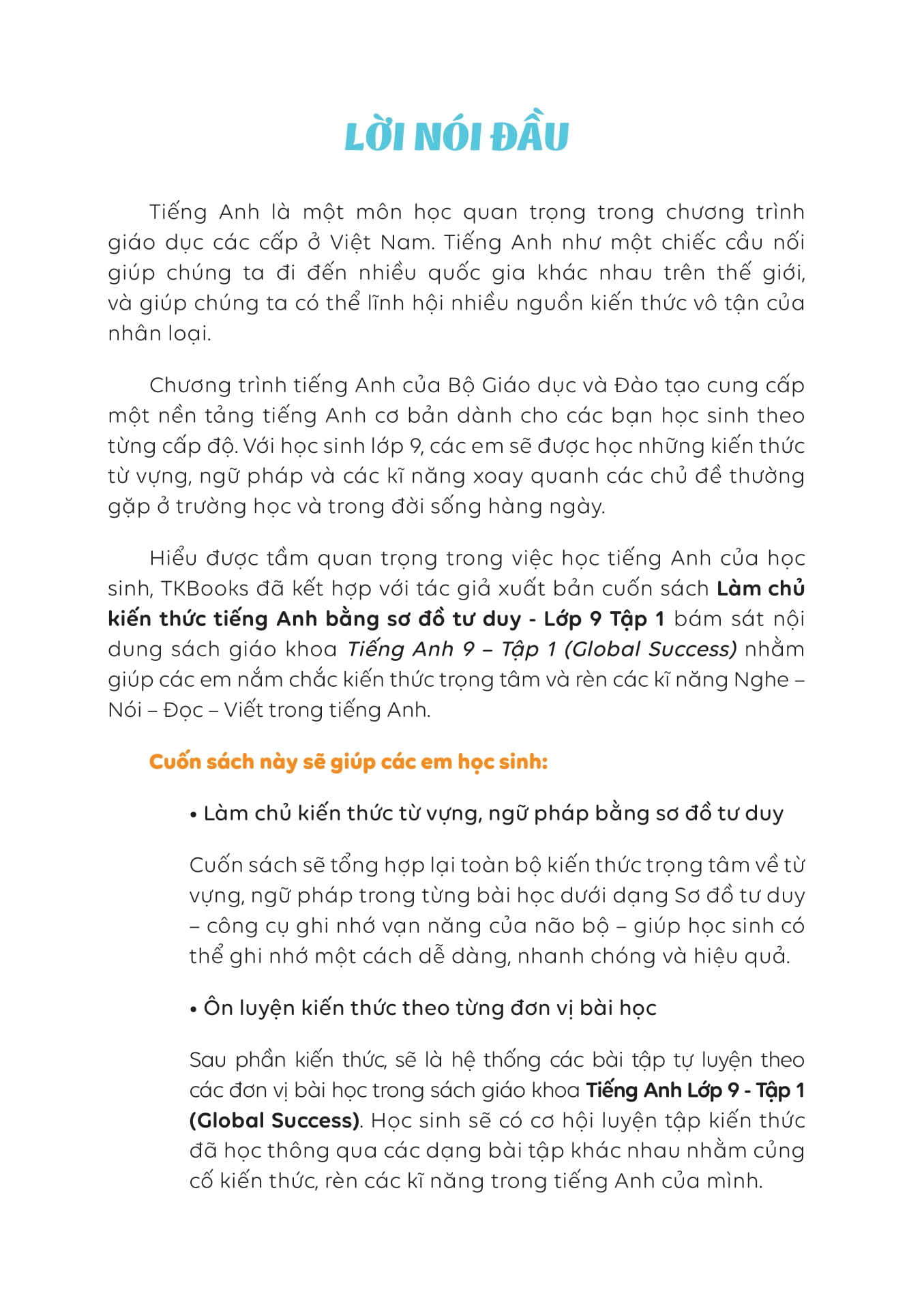 làm chủ kiến thức tiếng anh bằng sơ đồ tư duy lớp 9 - tập 1