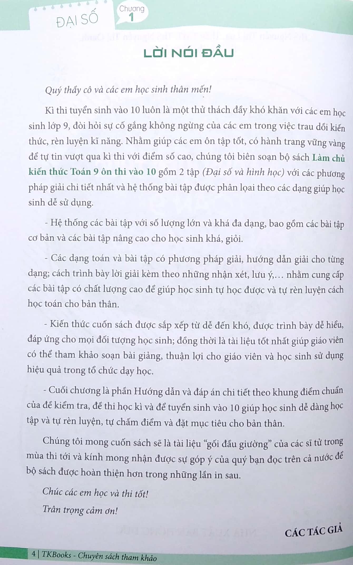 làm chủ kiến thức toán 9 ôn thi vào 10 - phần đại số