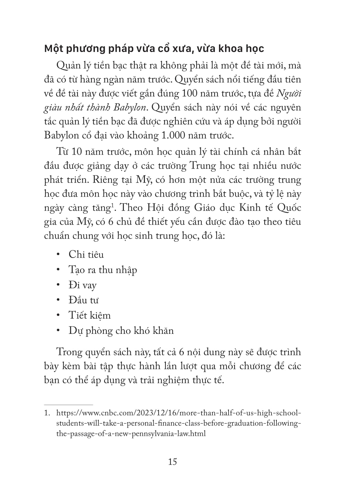 làm chủ tiền bạc từ khi còn đi học