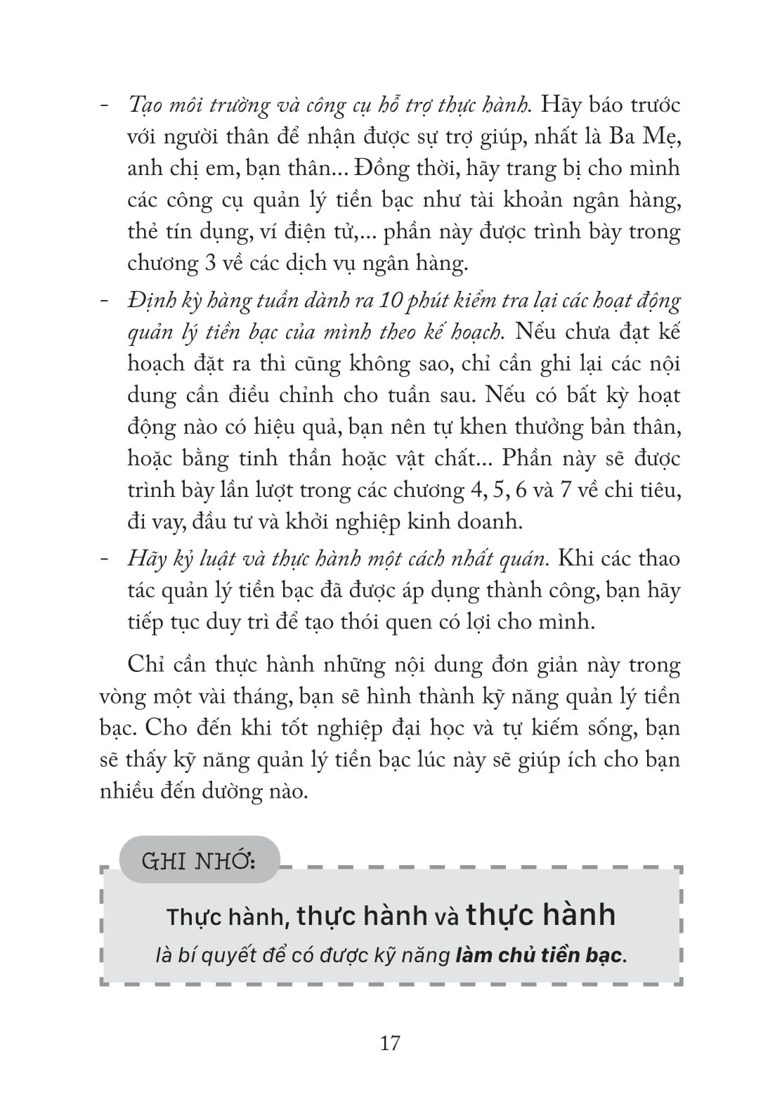 làm chủ tiền bạc từ khi còn đi học