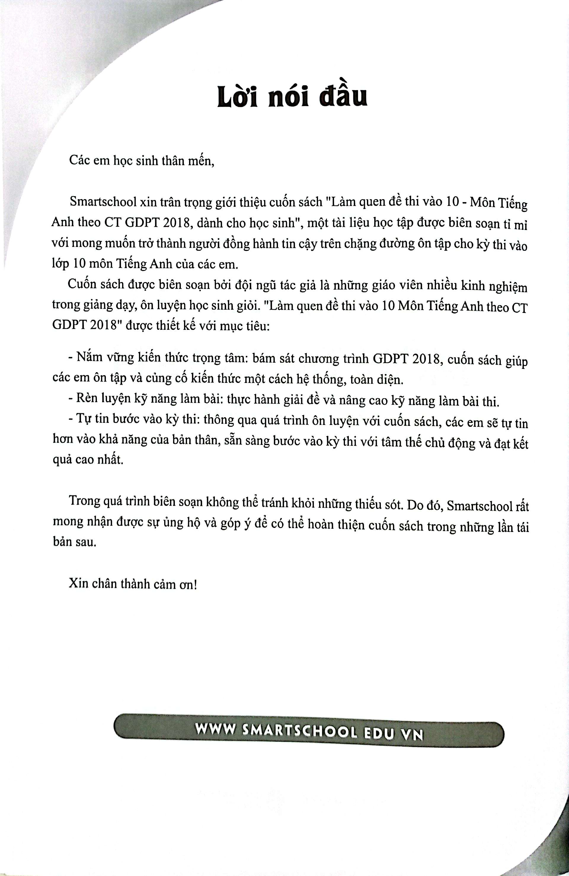 làm quen đề thi vào 10 - môn tiếng anh - theo ct gdpt 2018 - dành cho học sinh