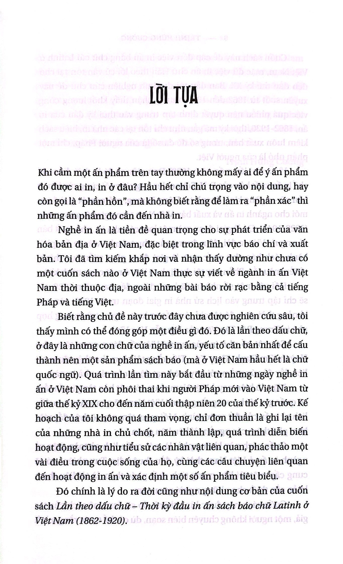 lần theo dấu chữ - thời kỳ đầu in ấn sách báo chữ latinh ở việt nam (1862-1920)