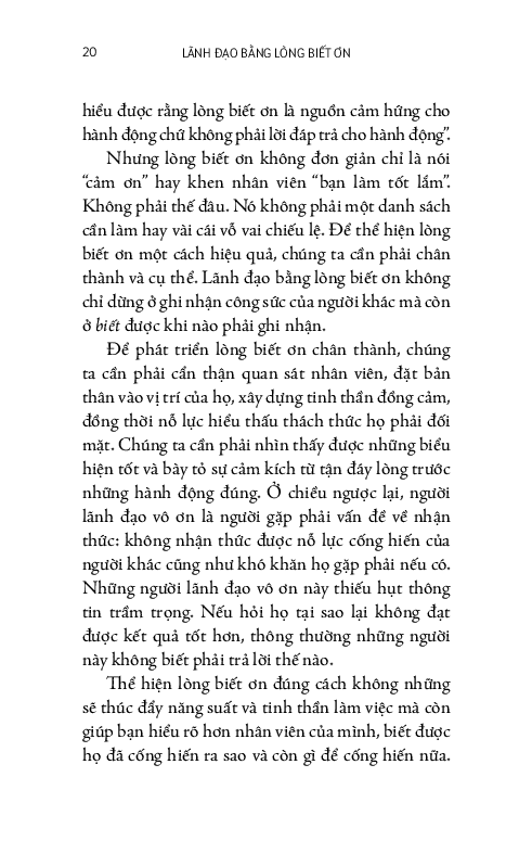 lãnh đạo bằng lòng biết ơn