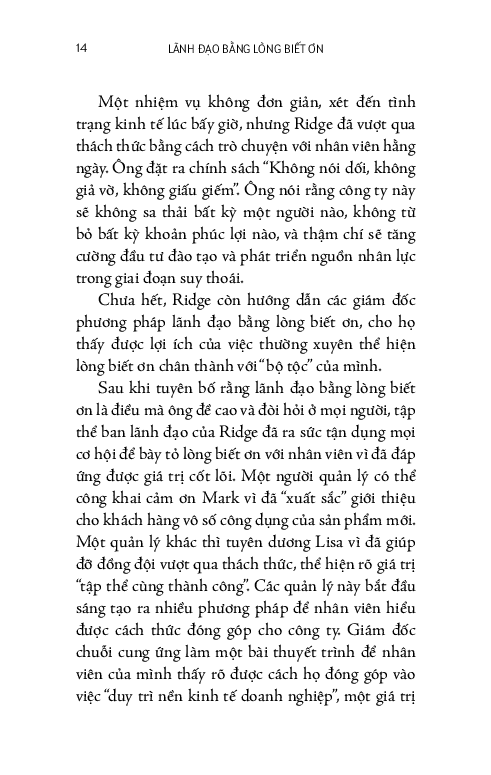 lãnh đạo bằng lòng biết ơn