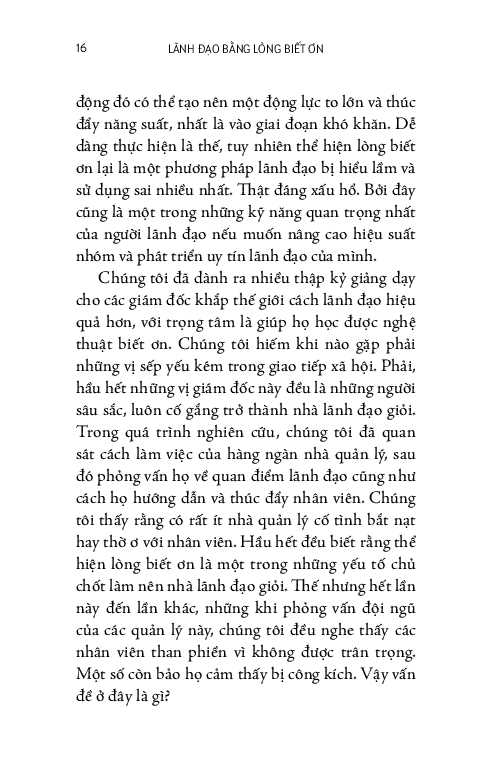 lãnh đạo bằng lòng biết ơn