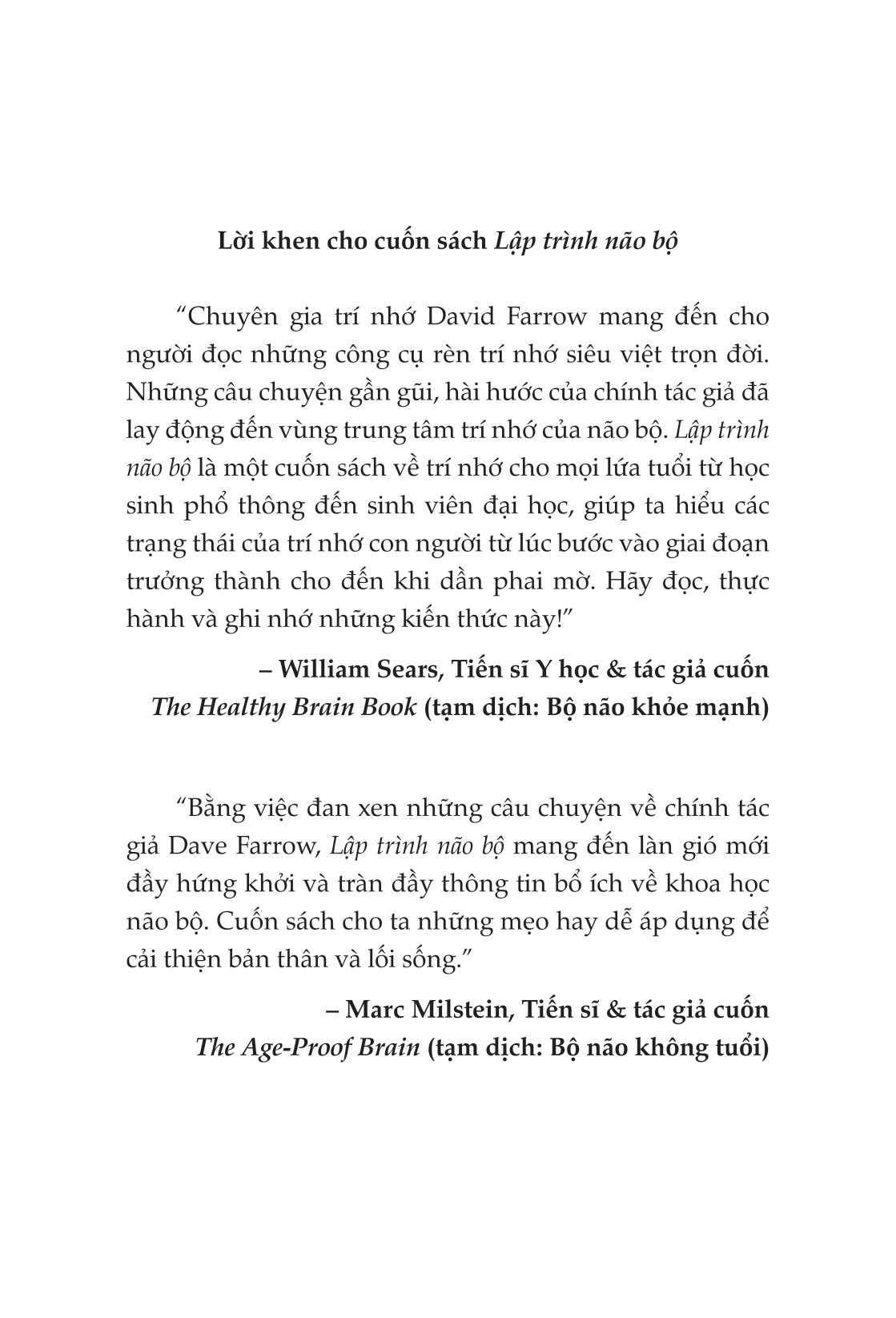 lập trình não bộ - làm chủ trí nhớ, sự tập trung, cảm xúc và giải phóng thiên tài bên trong bạn