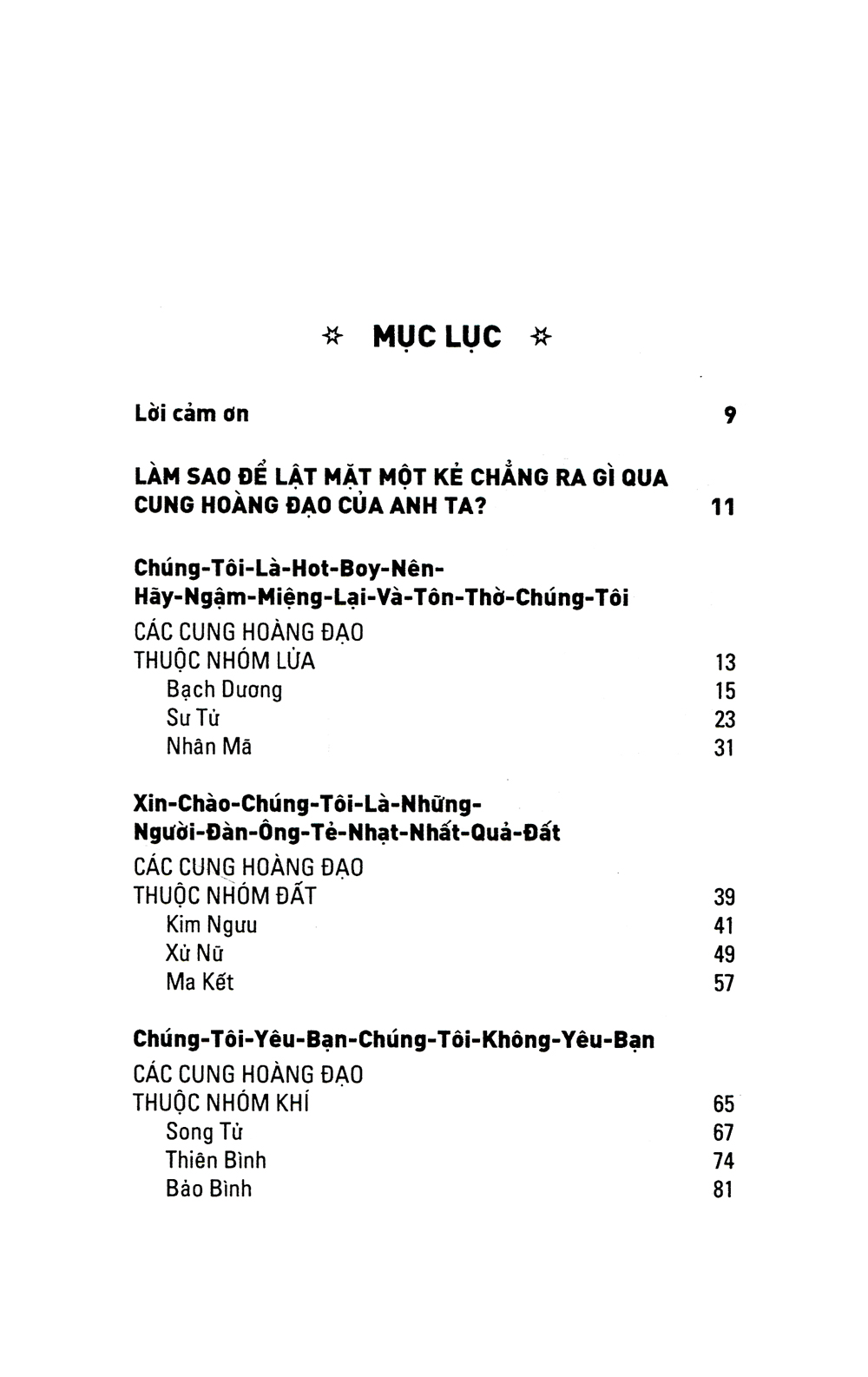 lật mặt đàn ông qua cung hoàng đạo