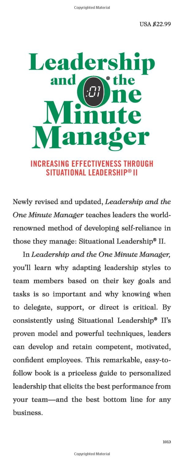 leadership and the one minute manager updated ed: increasing effectiveness through situational leadership ii