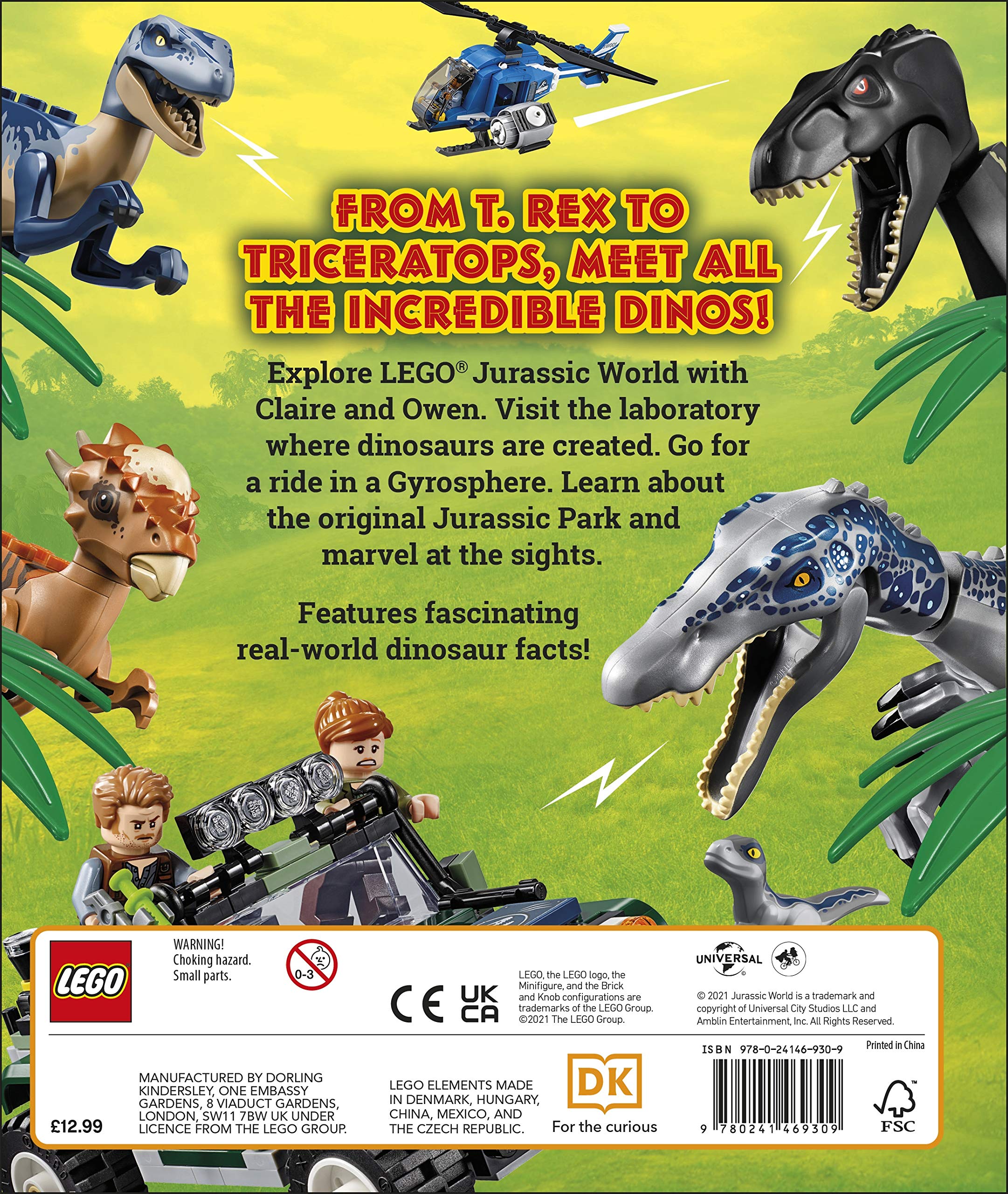 lego jurassic world the dino files: with lego jurassic world claire minifigure and baby raptor!