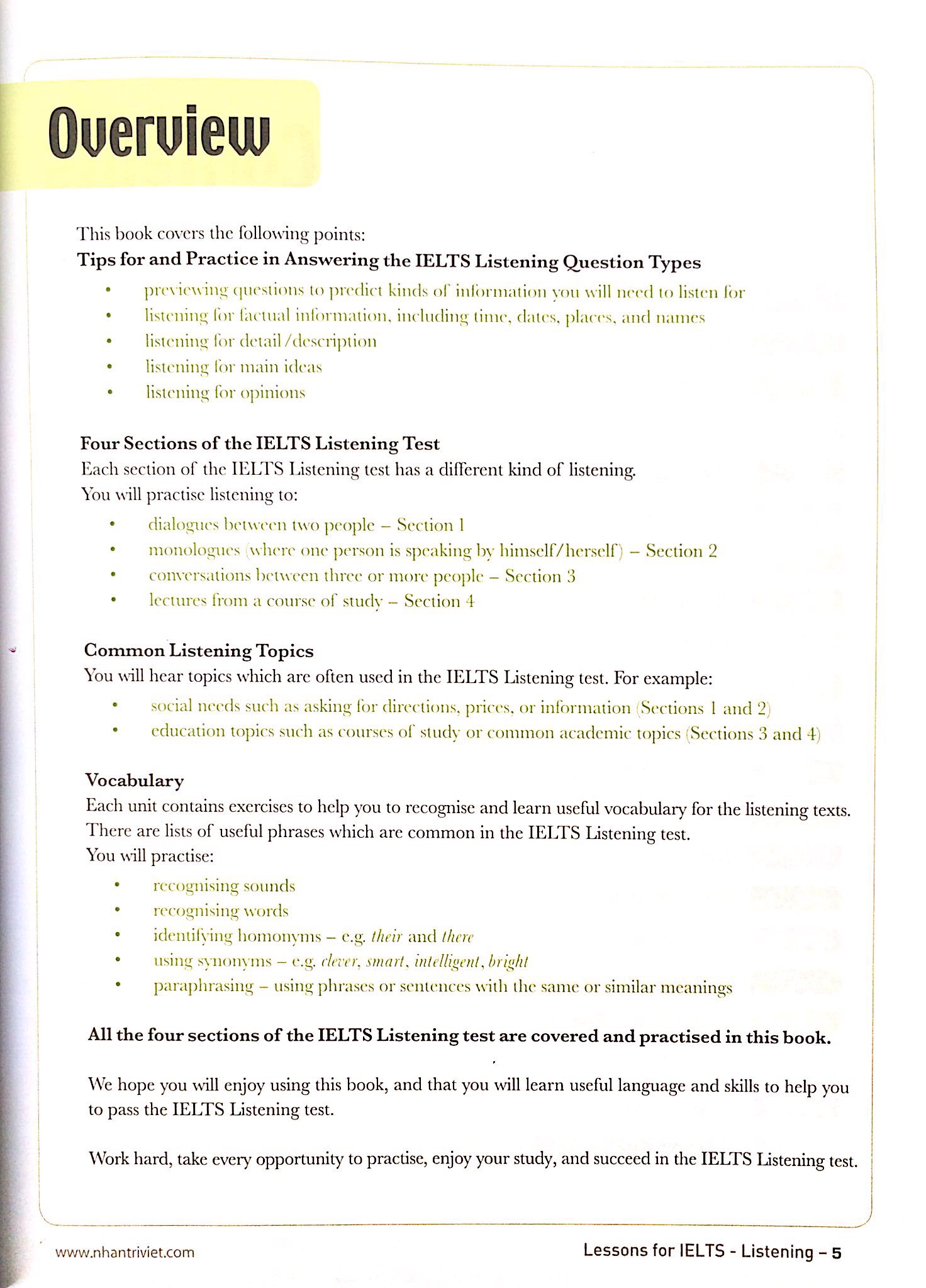 lessons for elts - litening (tái bản, kèm cd)