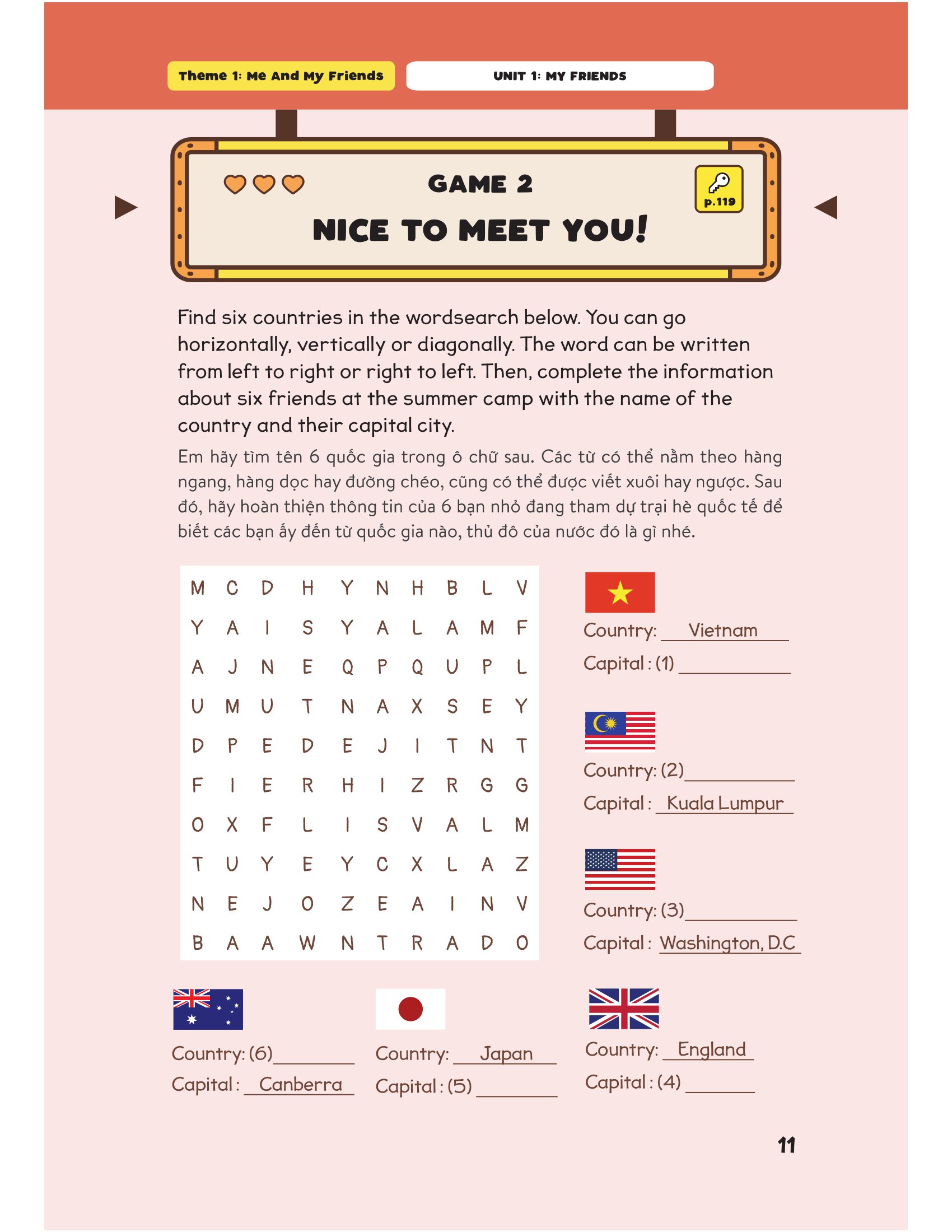 level up - 100 trò chơi từ vựng tiếng anh - lớp 4