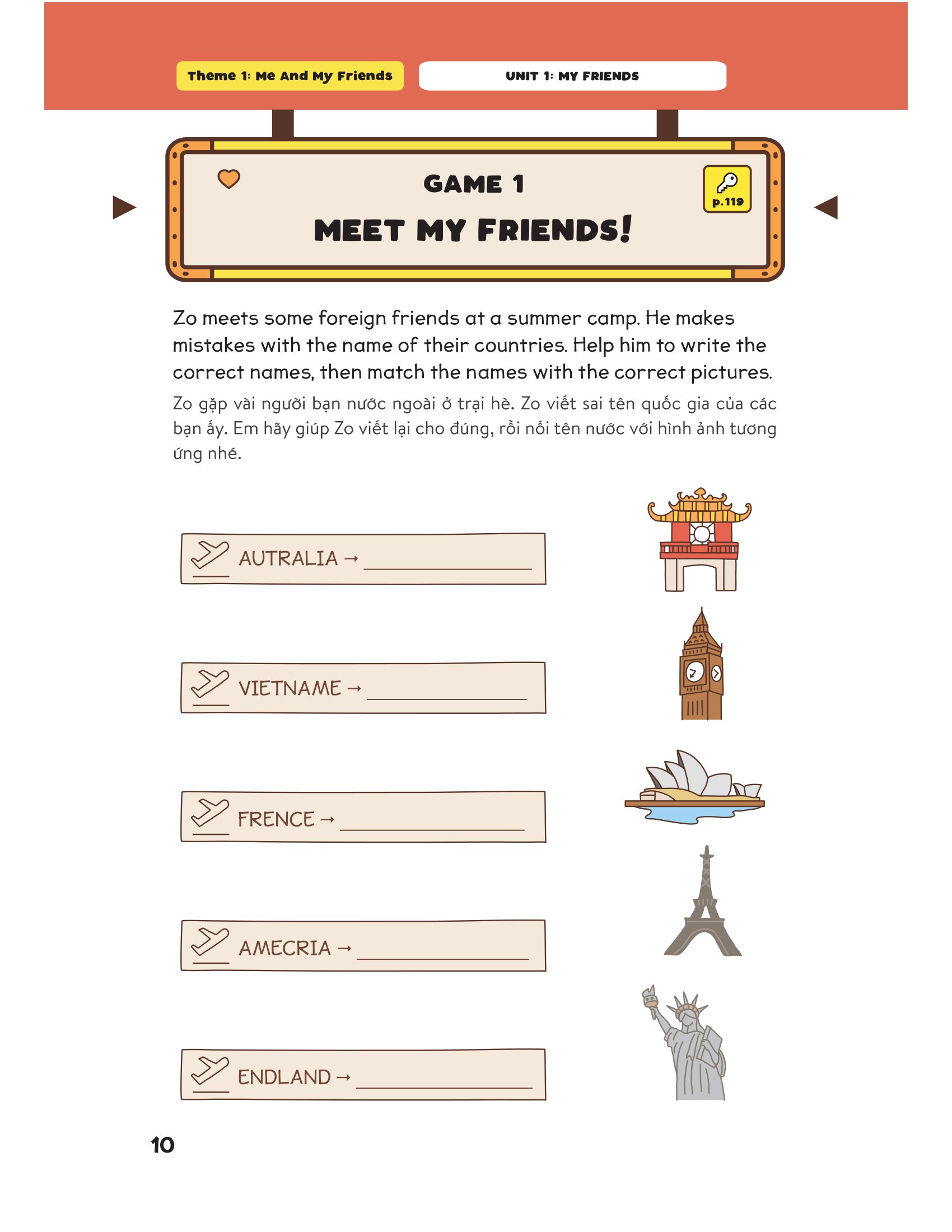 level up - 100 trò chơi từ vựng tiếng anh - lớp 4