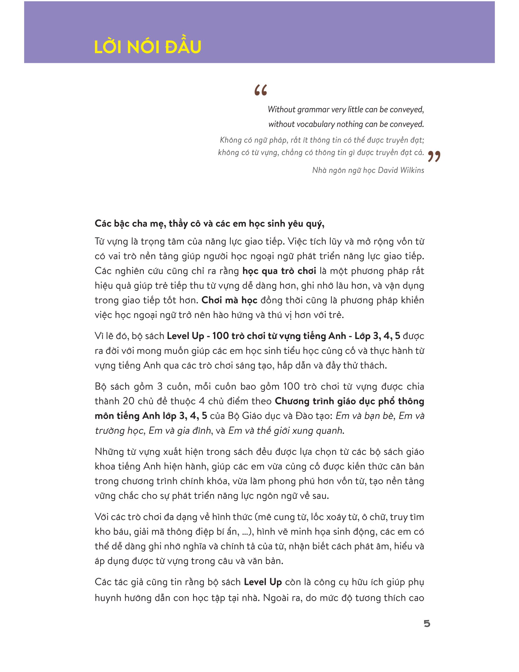 level up - 100 trò chơi từ vựng tiếng anh - lớp 5