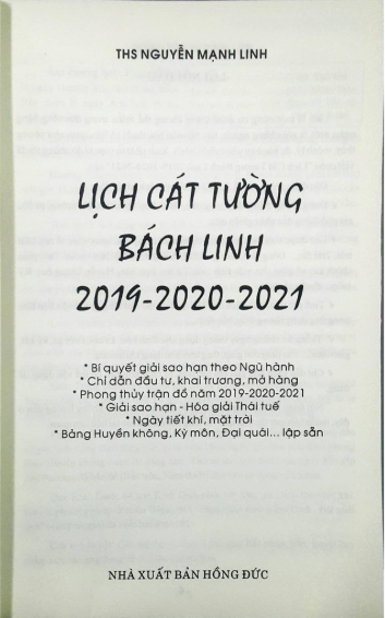 lịch cát tường bách linh 2019-2020-2021