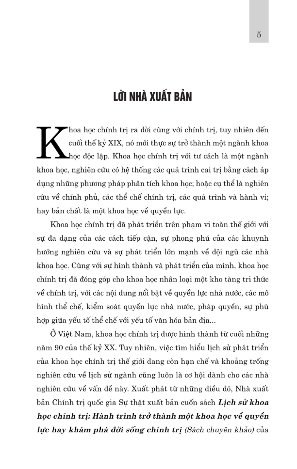 Lich Su Khoa Hoc Chinh Tri - Hanh Trinh Tro Thanh Mot Khoa Hoc Ve Quyen Luc Hay Kham Pha Doi Song Chinh Tri