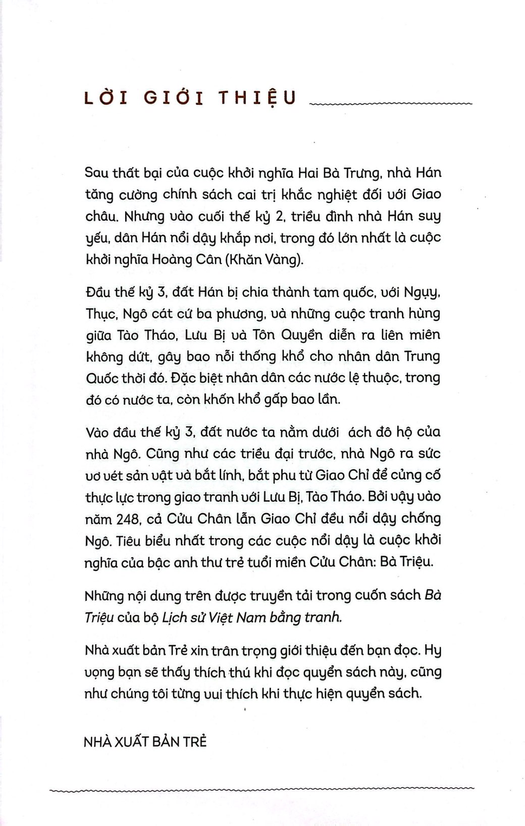 lịch sử việt nam bằng tranh - bà triệu (bản màu)