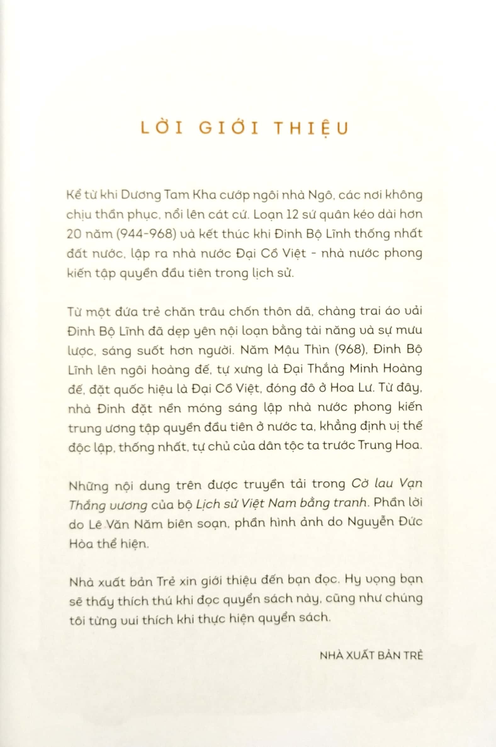 lịch sử việt nam bằng tranh - cờ lau vạn thắng vương (bản màu) (tái bản 2023)