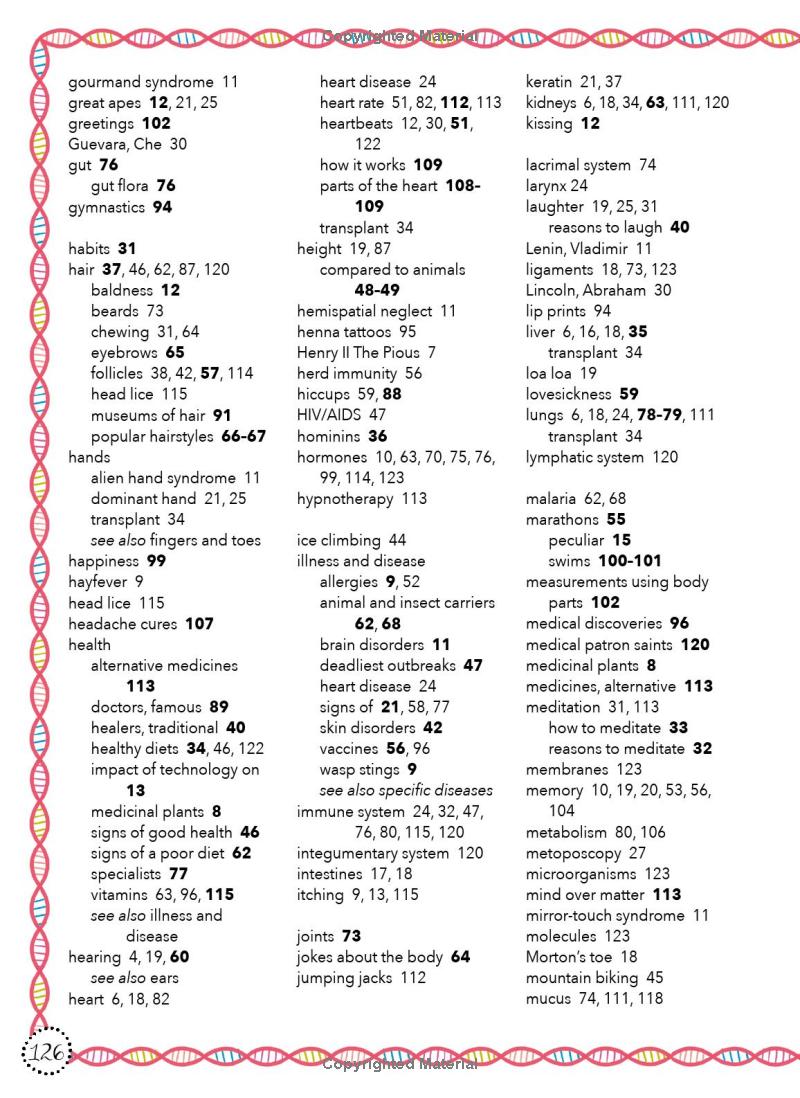 lists for curious kids - human body