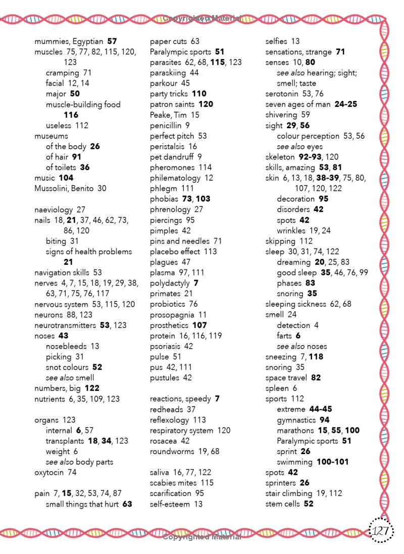 lists for curious kids - human body