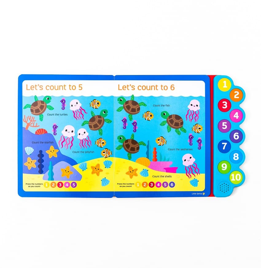 little genius number fun educational sound book - 10 button sound
