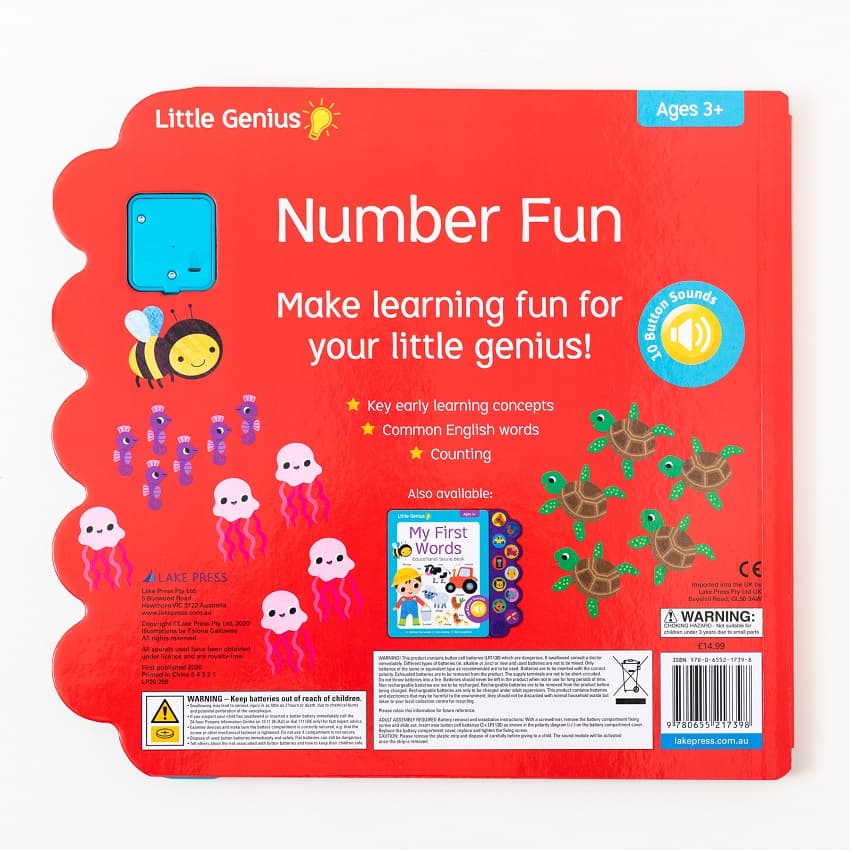 little genius number fun educational sound book - 10 button sound