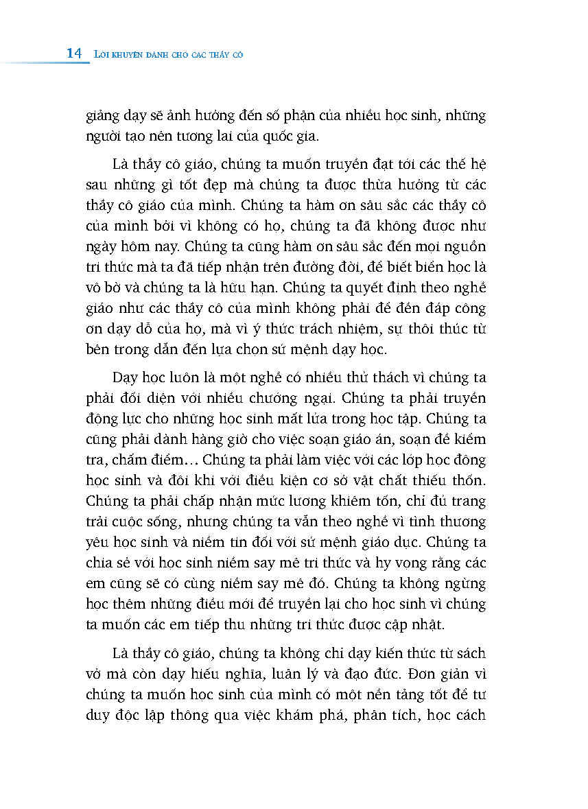 lời khuyên dành cho thầy cô
