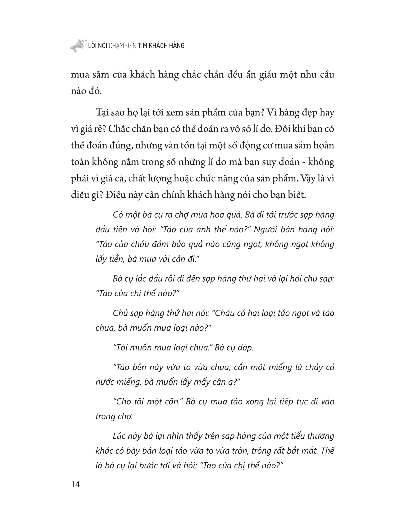 lời nói chạm đến tim khách hàng