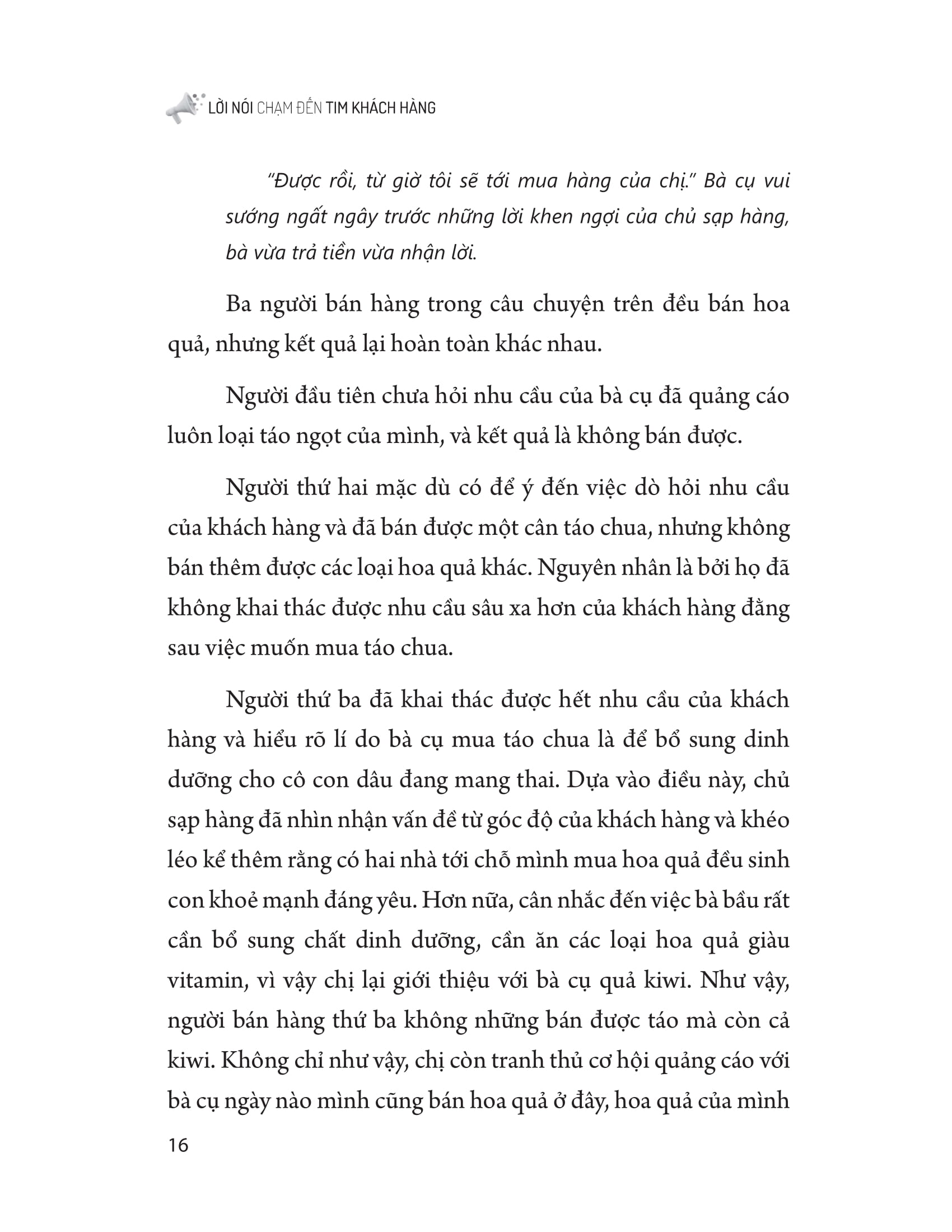 lời nói chạm đến tim khách hàng