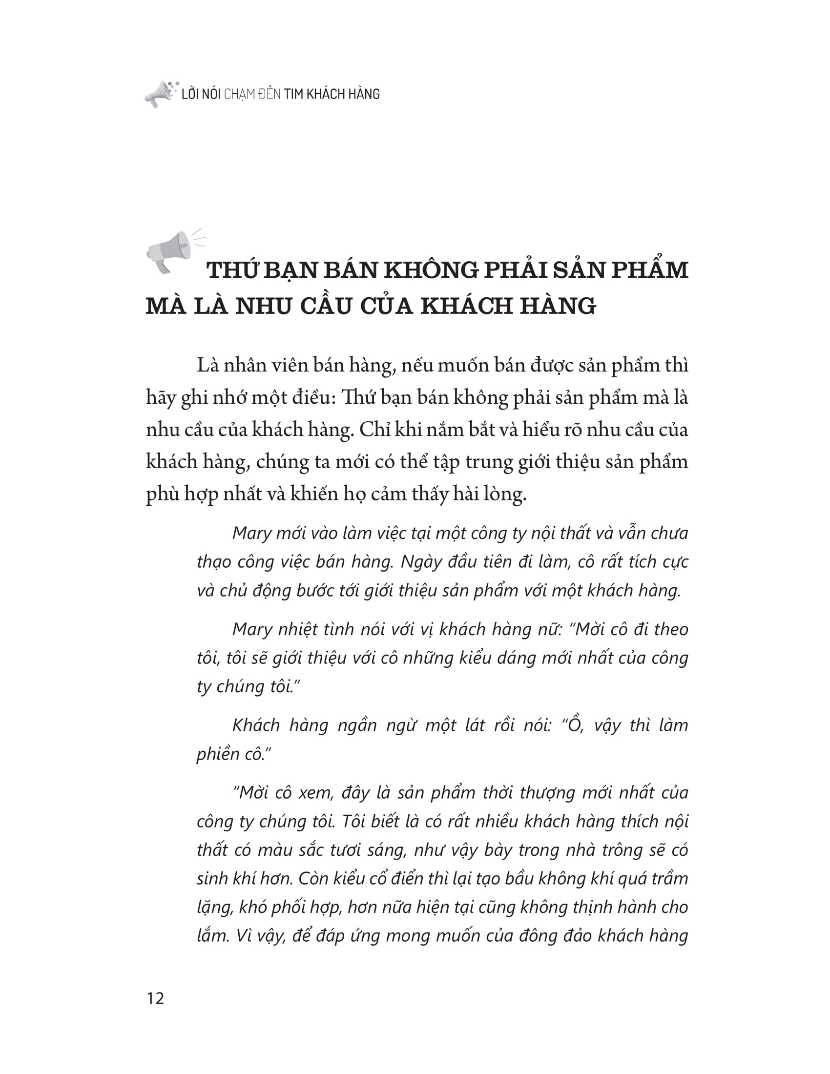 lời nói chạm đến tim khách hàng