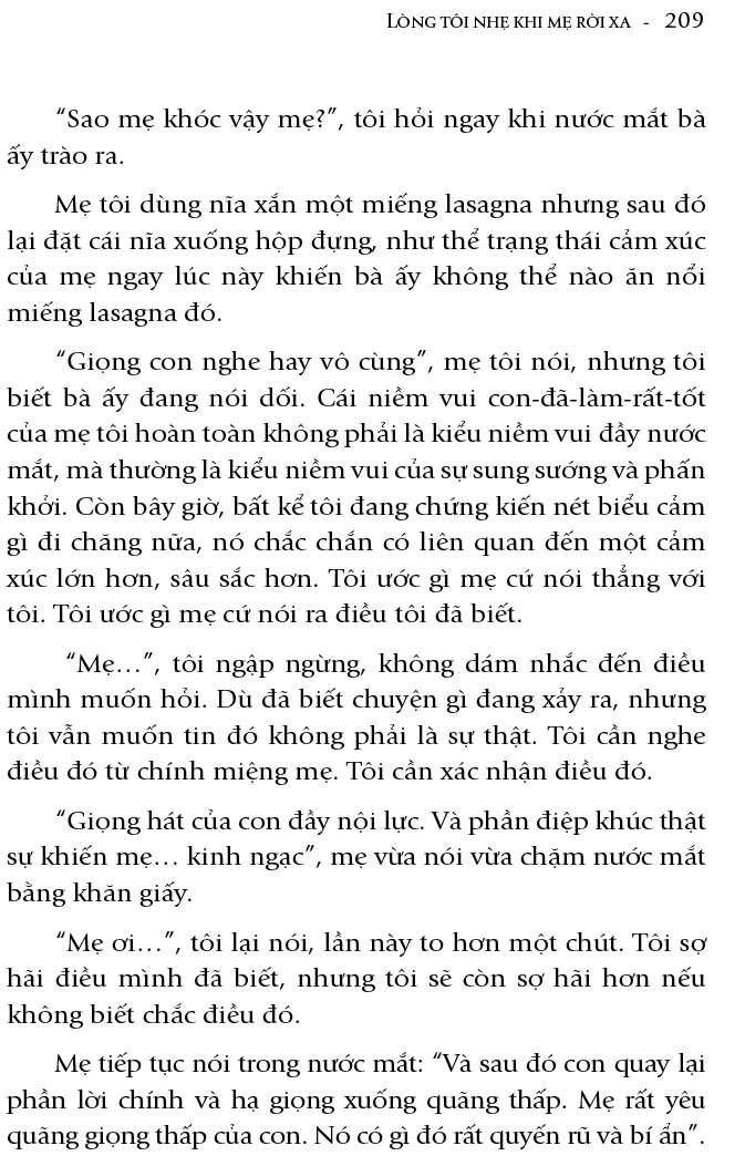 lòng tôi nhẹ khi mẹ rời xa