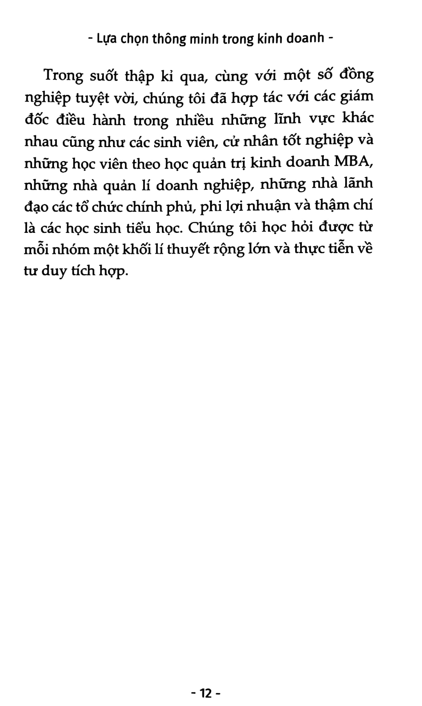 lựa chọn thông minh trong kinh doanh