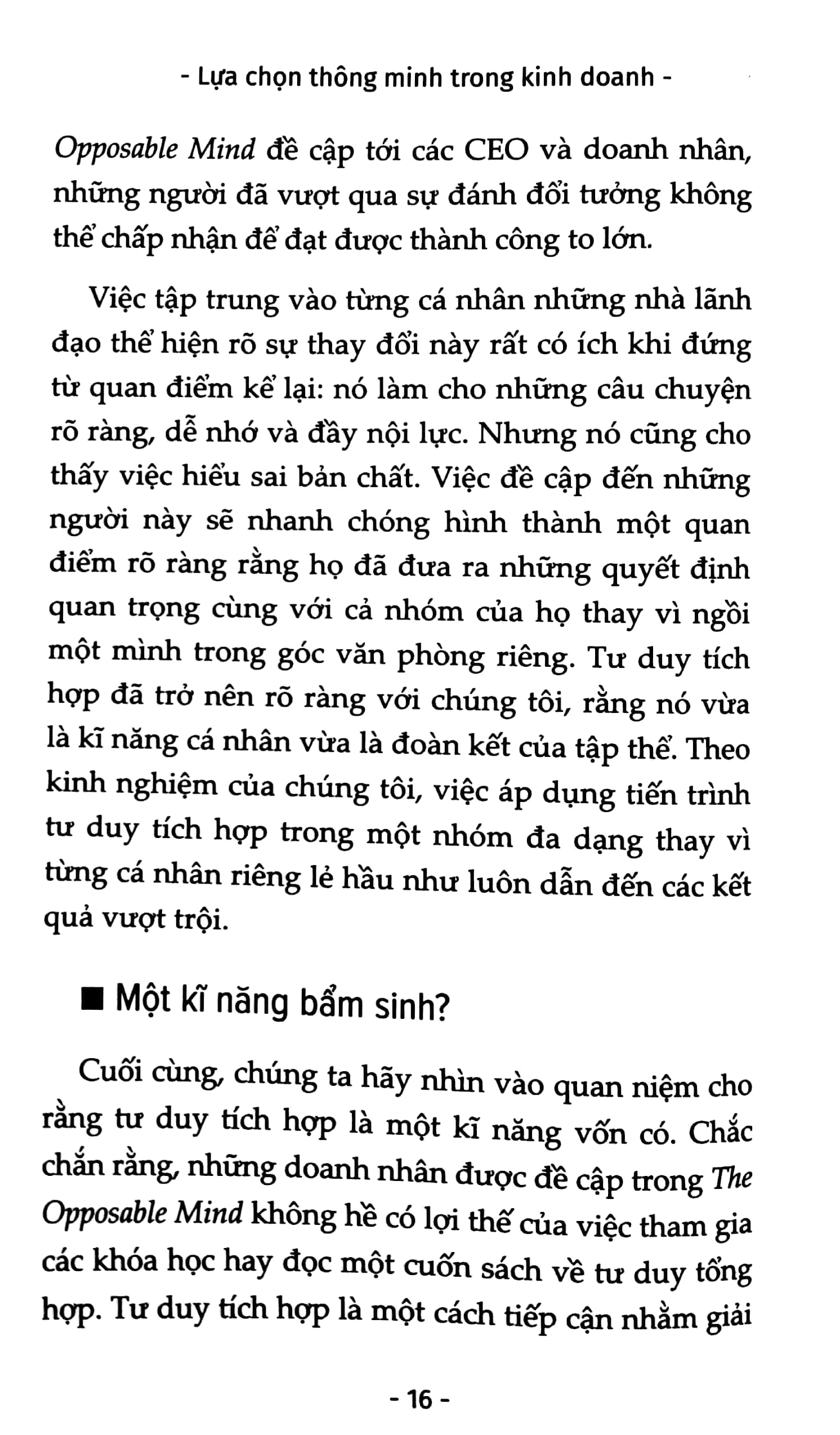 lựa chọn thông minh trong kinh doanh