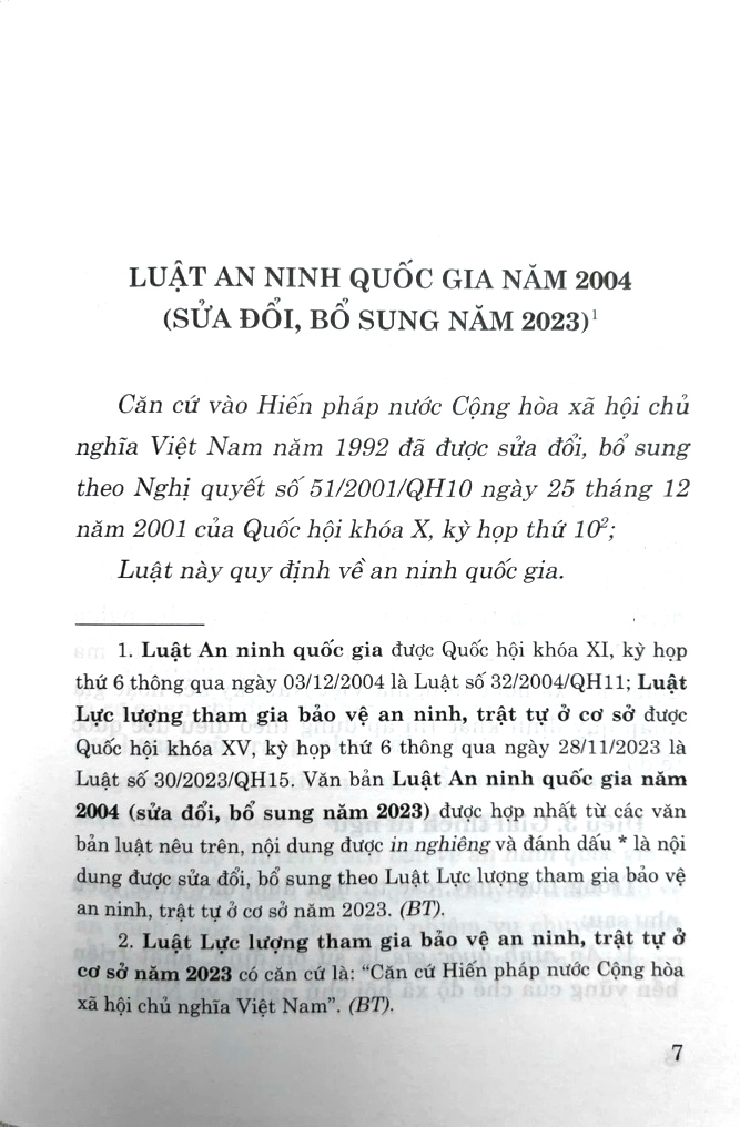 luật an ninh quốc gia năm 2004 (sửa đổi, bổ sung năm 2023)