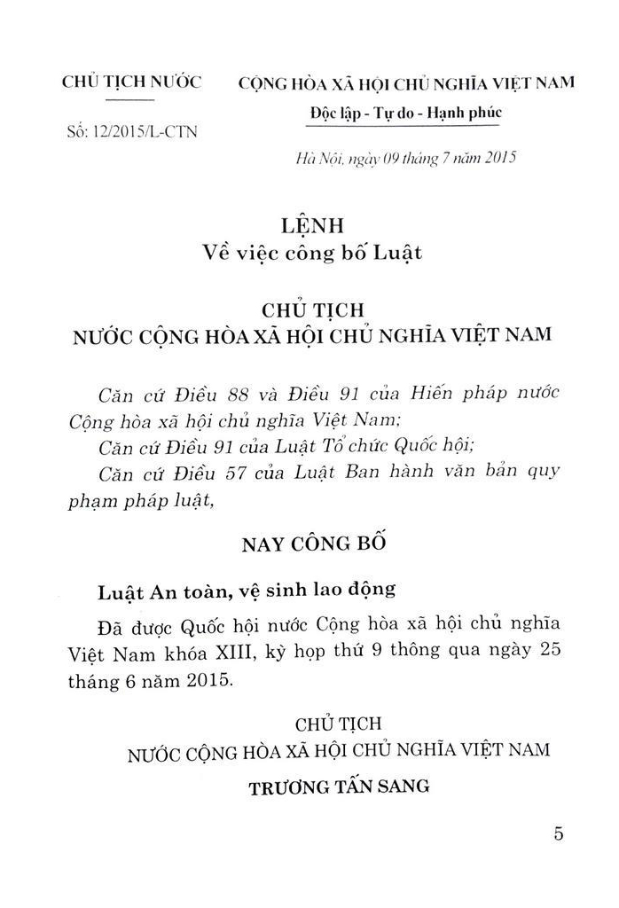luật an toàn, vệ sinh lao động (hiện hành) (tái bản 2024)