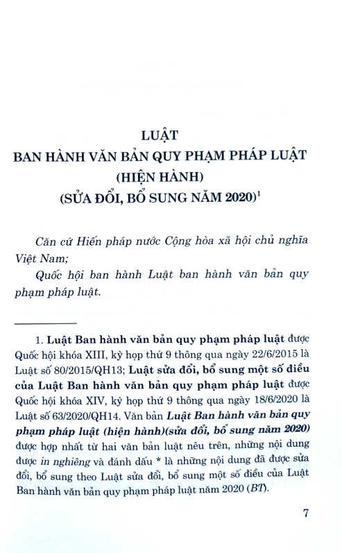 luật ban hành văn bản quy phạm pháp luật (hiện hành) (sửa đổi, bổ sung năm 2020)
