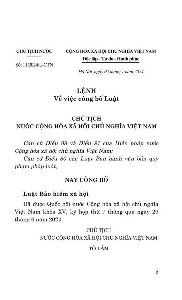 luật bảo hiểm xã hội 2024