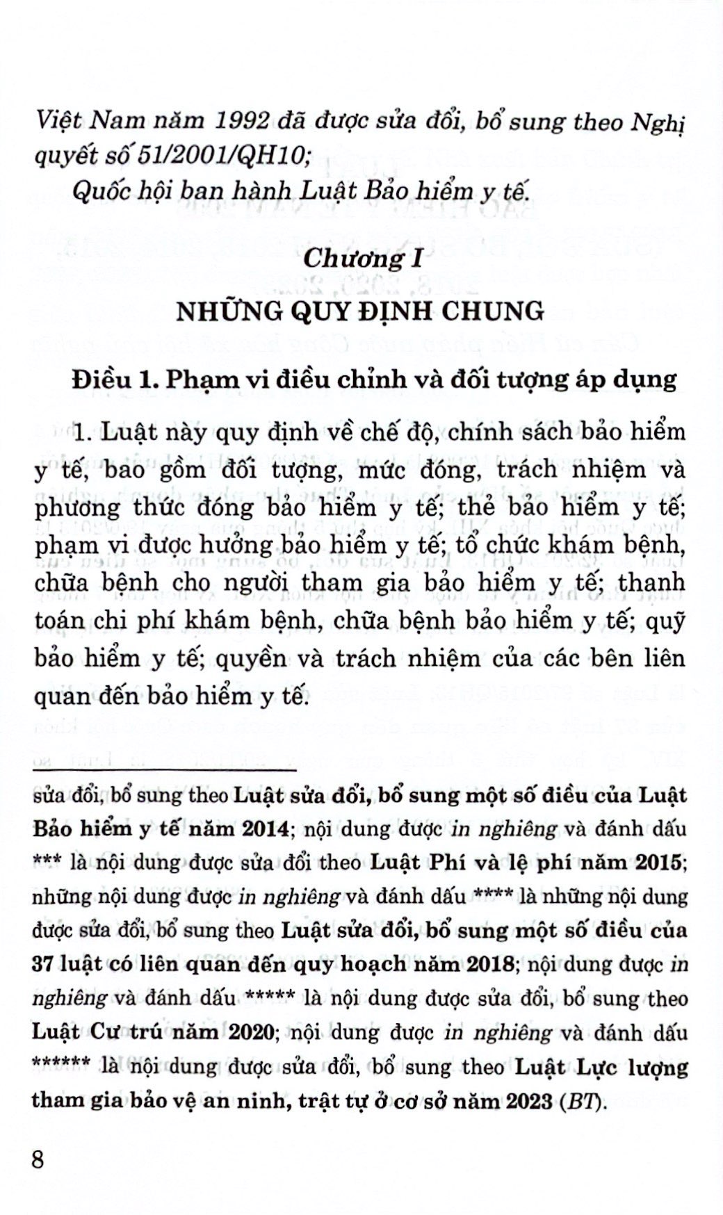 luật bảo hiểm y tế năm 2008 (sửa đổi, bổ sung năm 2013, 2014, 2015, 2018, 2020, 2023)