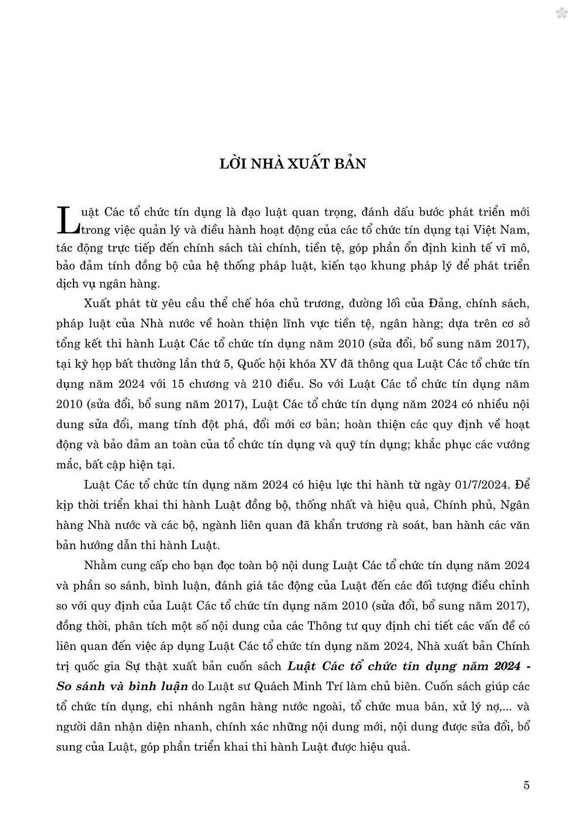 luật các tổ chưc tín dụng năm 2024 - so sánh và bình luận