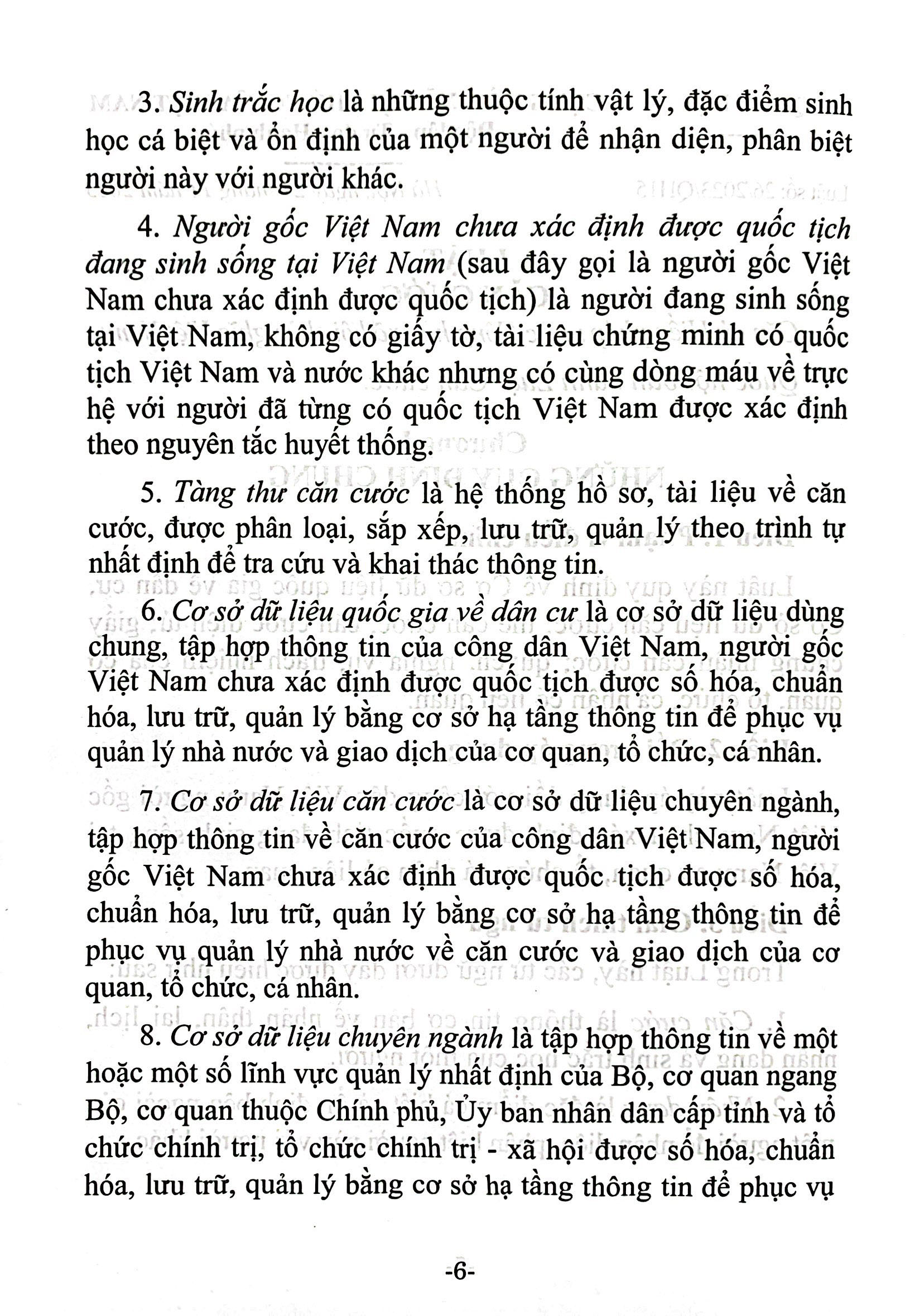 luật căn cước (hiện hành) (được quốc hội thông qua ngày 27/11/2023, có hiệu lực thi hành từ ngày 01/7/2024)