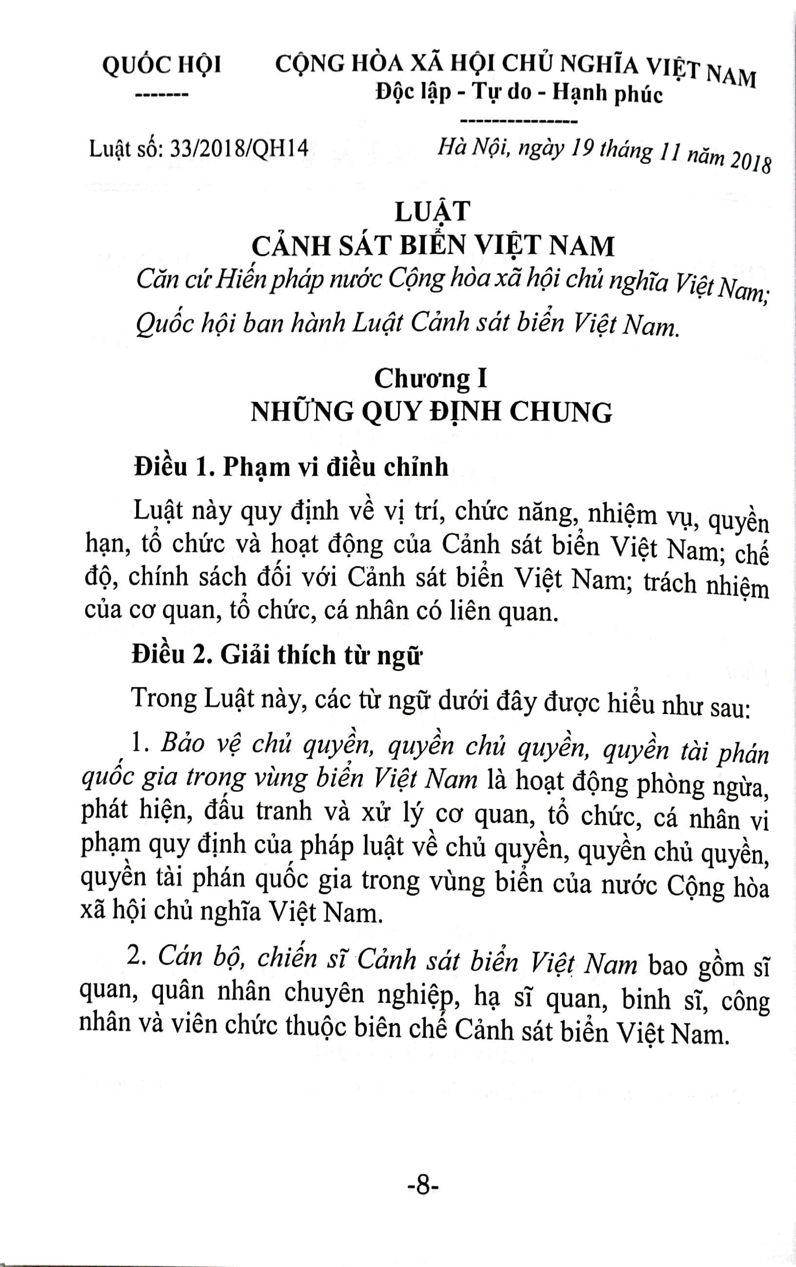 luật cảnh sát biển việt nam và văn bản hướng dẫn thi hành