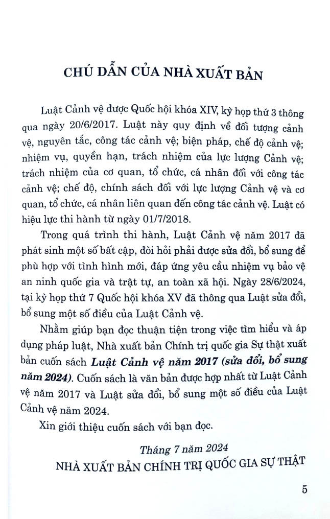 luật cảnh vệ năm 2017 (sửa đổi, bổ sung năm 2024)